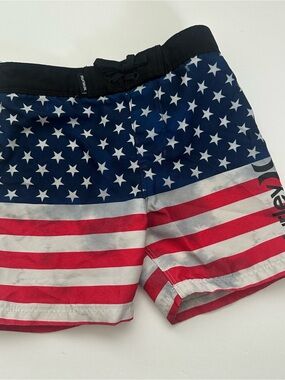 Hurley Boys Red White Blue Stars & Stripes Swim Trunks